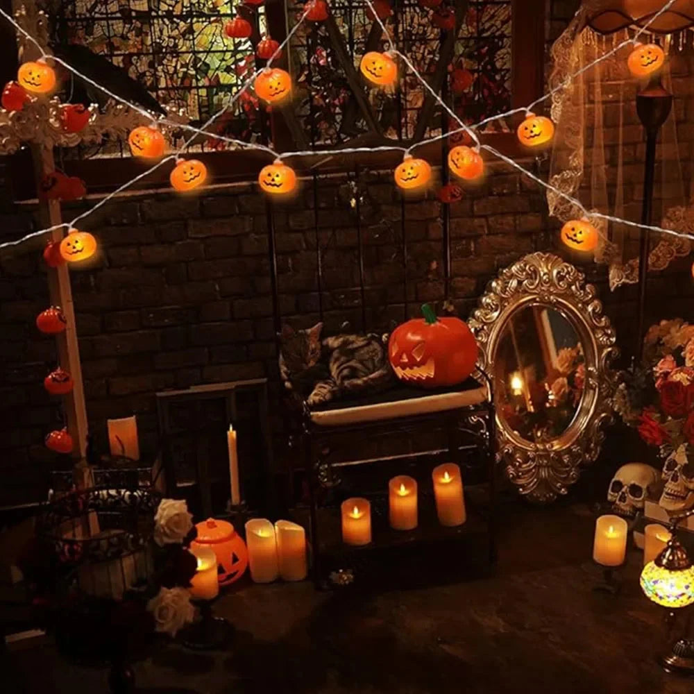 Halloween LED String Lights 10/20 Pumpkin Ghost Witch Shapes Battery Powered Fairy Lights for Indoor Outdoor Party Decorations 1