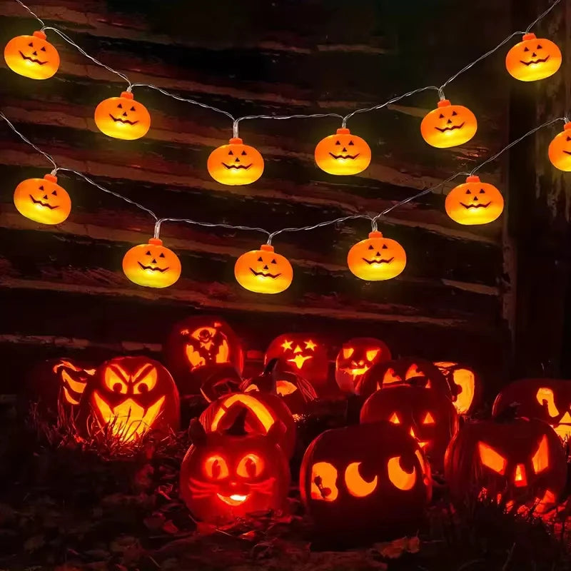 Halloween LED String Lights 10/20 Pumpkin Ghost Witch Shapes Battery Powered Fairy Lights for Indoor Outdoor Party Decorations 3