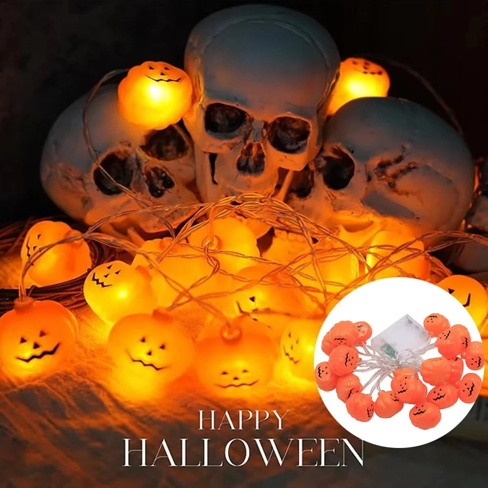 Halloween LED String Lights 10/20 Pumpkin Ghost Witch Shapes Battery Powered Fairy Lights for Indoor Outdoor Party Decorations 5