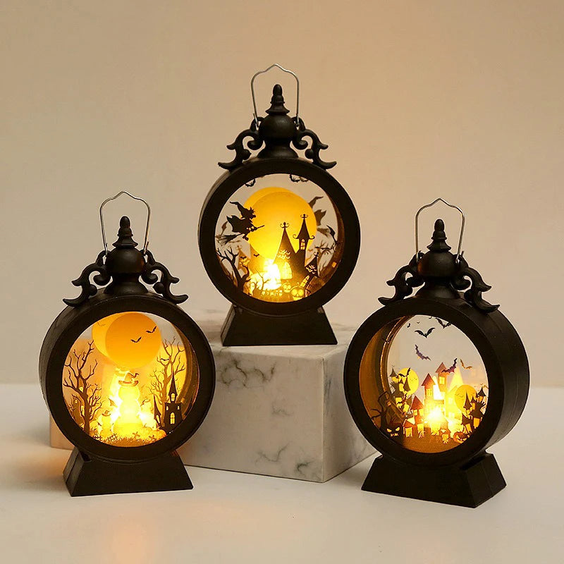 Halloween LED Wind Night Light Portable Pumpkin Ghost Lantern Bar Desktop Ornament Halloween Decor Props Party Supplies DeskLamp 1