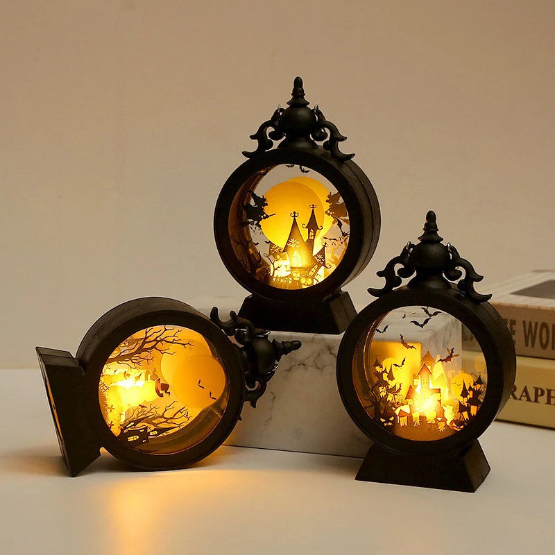 Halloween LED Wind Night Light Portable Pumpkin Ghost Lantern Bar Desktop Ornament Halloween Decor Props Party Supplies DeskLamp 2