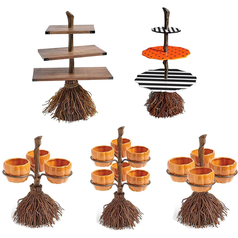 Halloween Pumpkin Snack Plates Rack Witch Bowl Dessert Fruit Dishes Party Buffet Display Tray For Food Plates Decoration 0