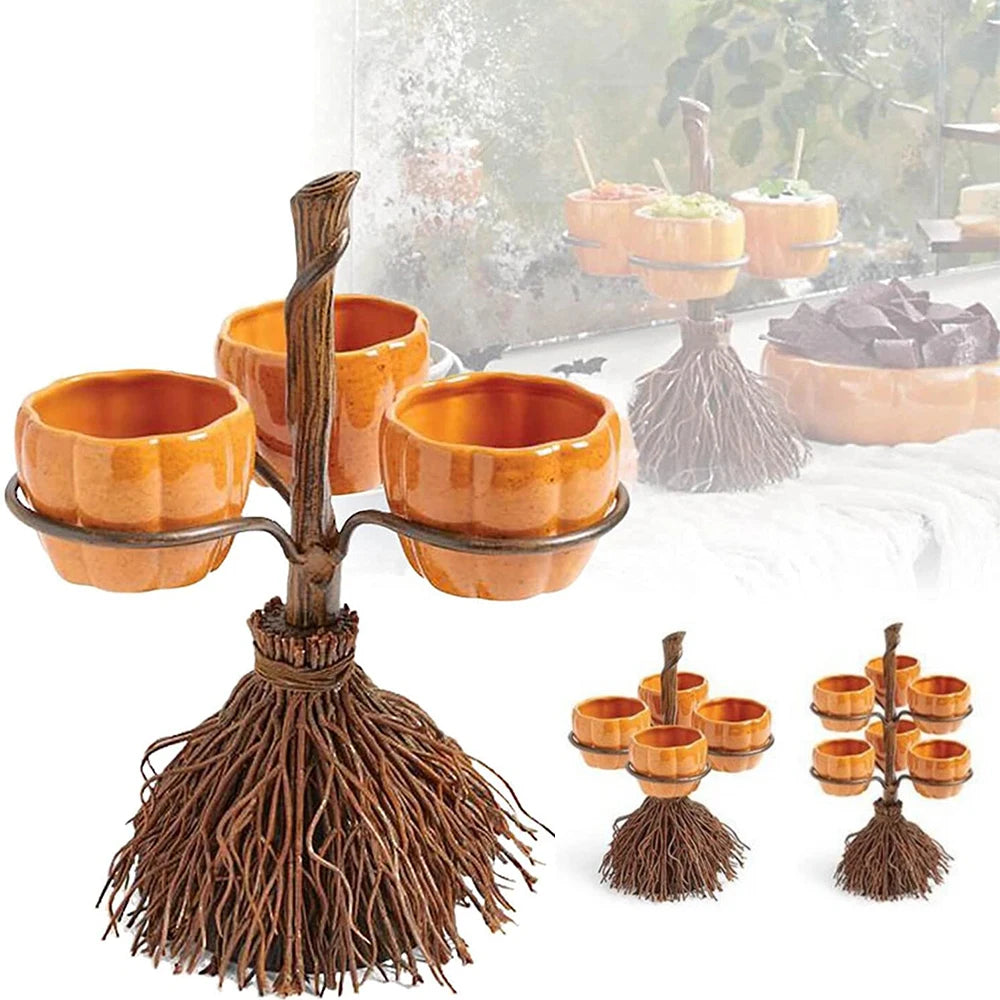 Halloween Pumpkin Snack Plates Rack Witch Bowl Dessert Fruit Dishes Party Buffet Display Tray For Food Plates Decoration 1