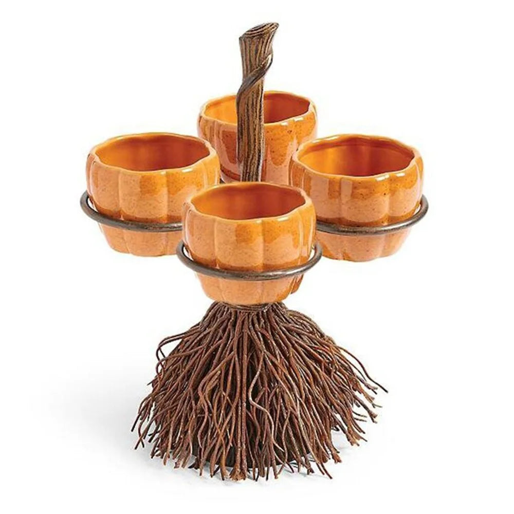 Halloween Pumpkin Snack Plates Rack Witch Bowl Dessert Fruit Dishes Party Buffet Display Tray For Food Plates Decoration 11