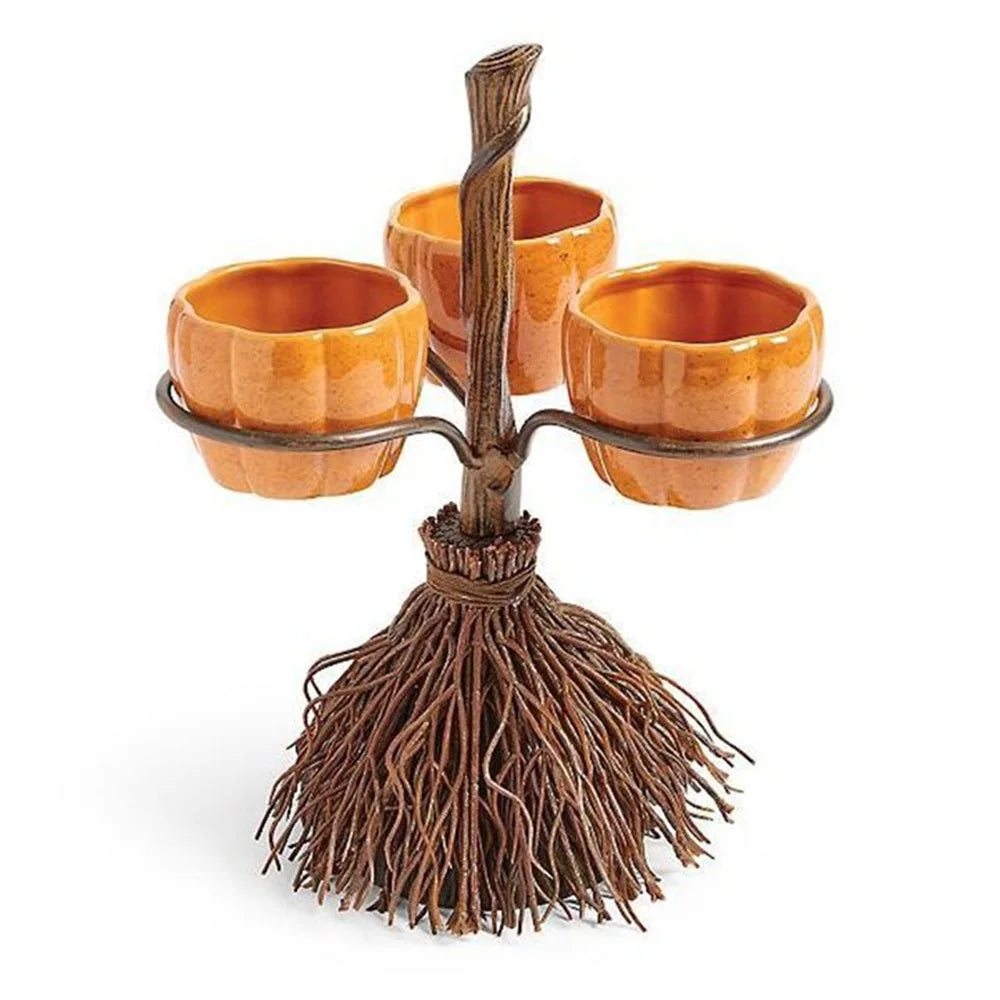 Halloween Pumpkin Snack Plates Rack Witch Bowl Dessert Fruit Dishes Party Buffet Display Tray For Food Plates Decoration 13