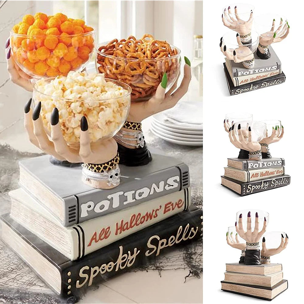 Halloween Pumpkin Snack Plates Rack Witch Bowl Dessert Fruit Dishes Party Buffet Display Tray For Food Plates Decoration 2