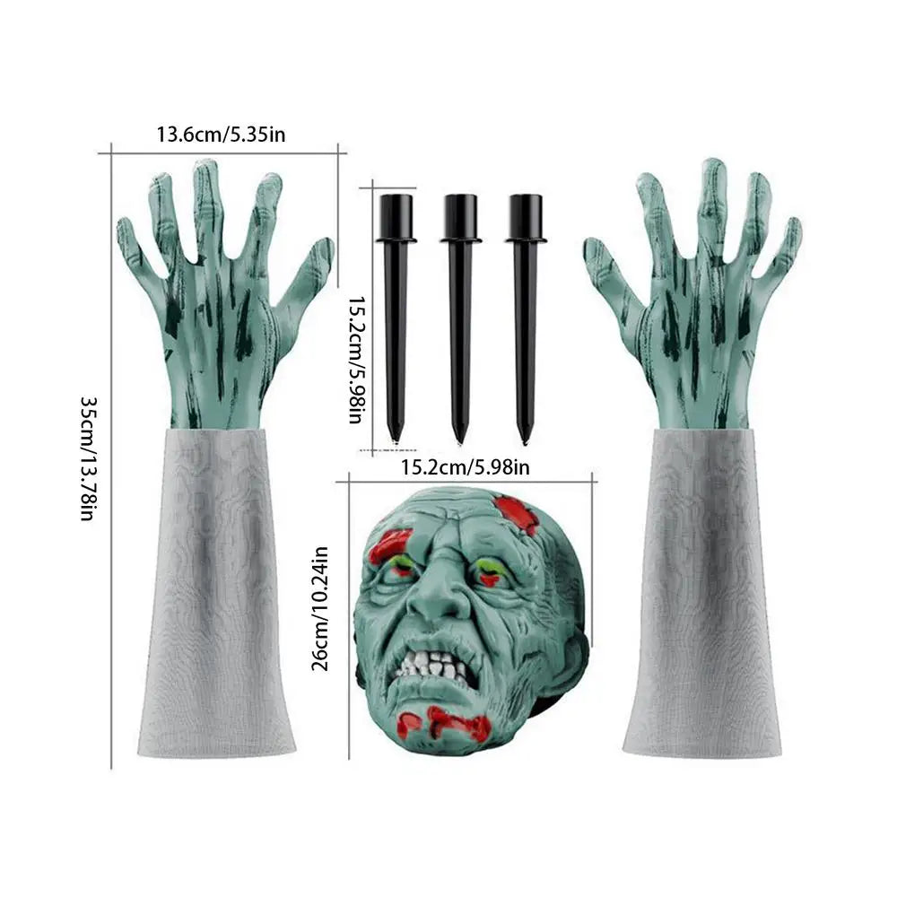 Halloween Stakes Realistic Skeleton Face And Arms Lawn Stakes Realistic Skeleton Stakes Green Skeleton Bone Head And Hands 6