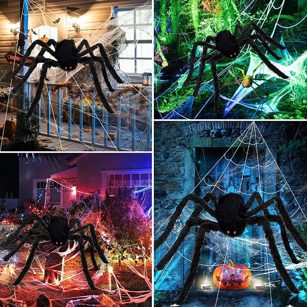 Halloween Triangle Spider Web,5m Large Plush Simulation Spider Web,Haunted Home Outdoor Yard Decoration Props 3