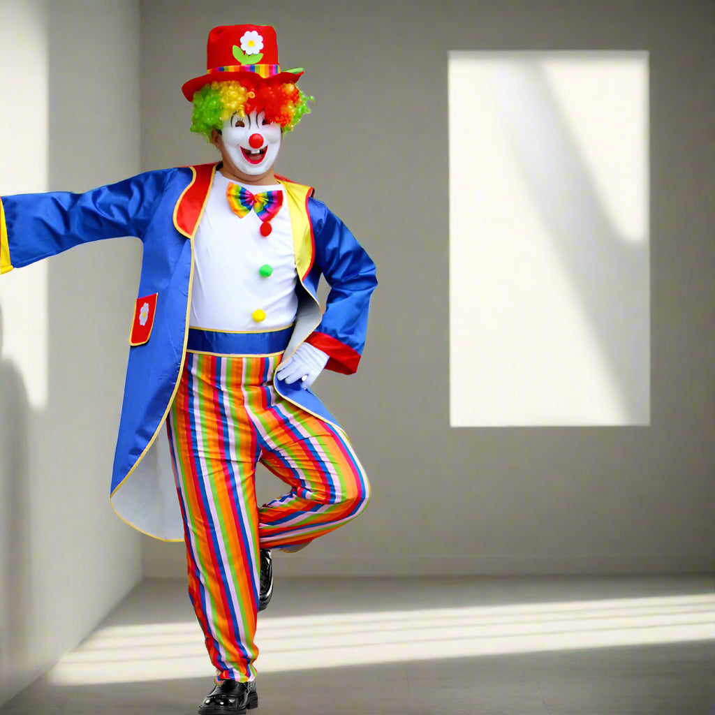 Halloween circus clown costume Stage performance masquerade party Magician adult male costume with hair gloves 10