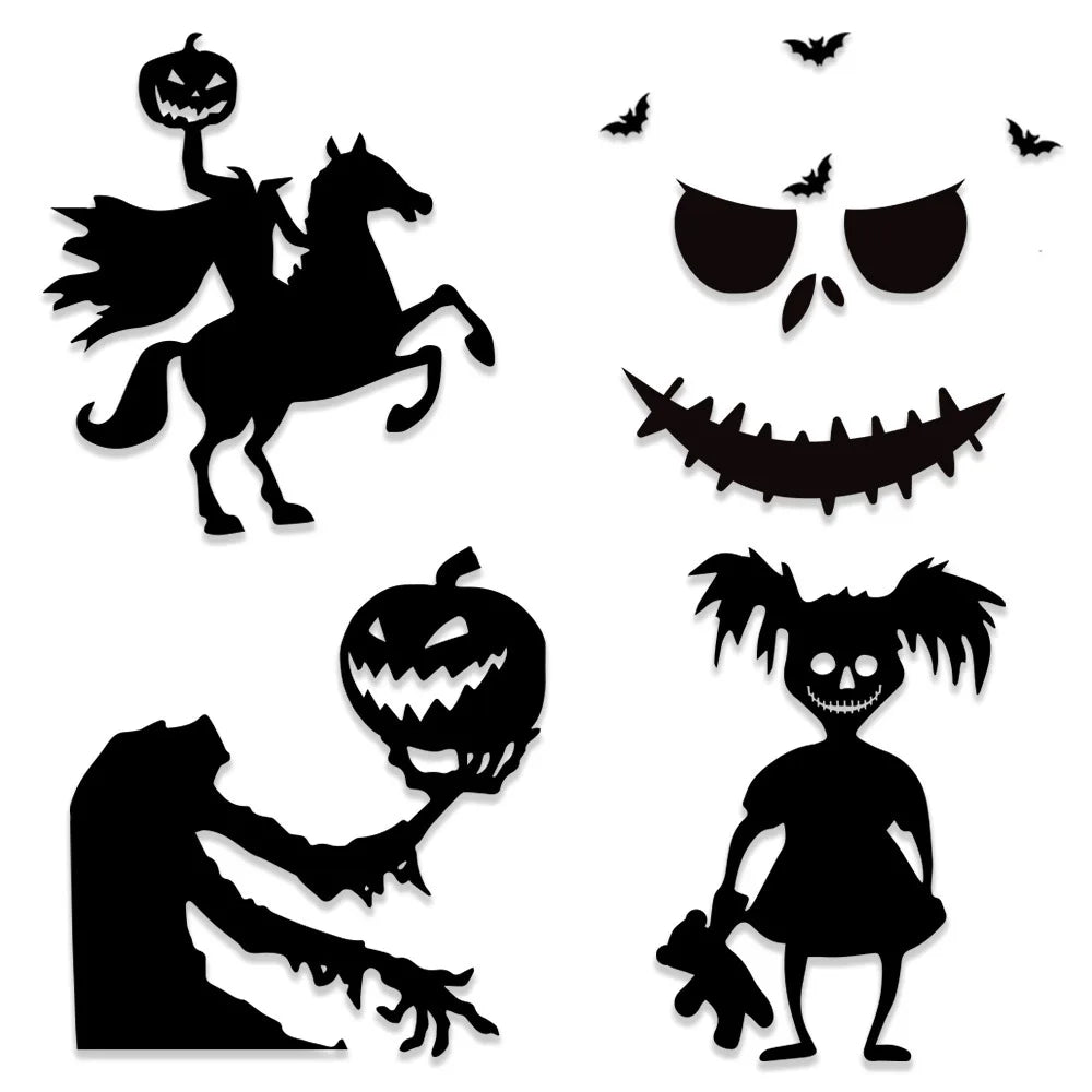 Halloween decoration room door stickers window decor skeleton hand pumpkin DIY devil witch hat glass window stickers ghost 2