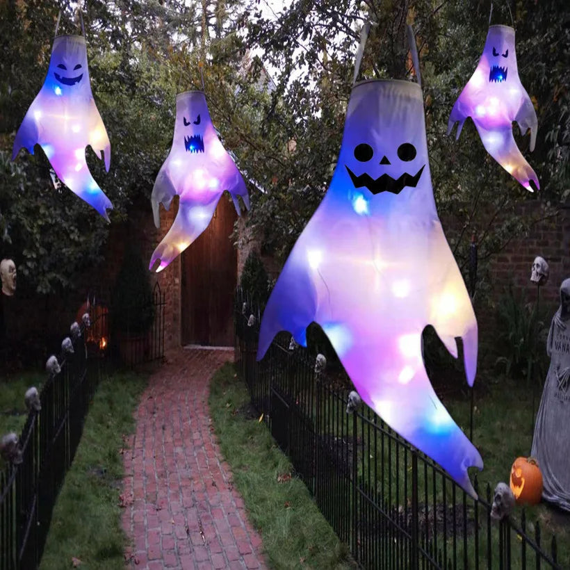 Hanging Ghost Halloween LED Luminous Ghost Children's Gift Scary Party Props Home Outdoor Courtyard Bar Hanging Decorations 2