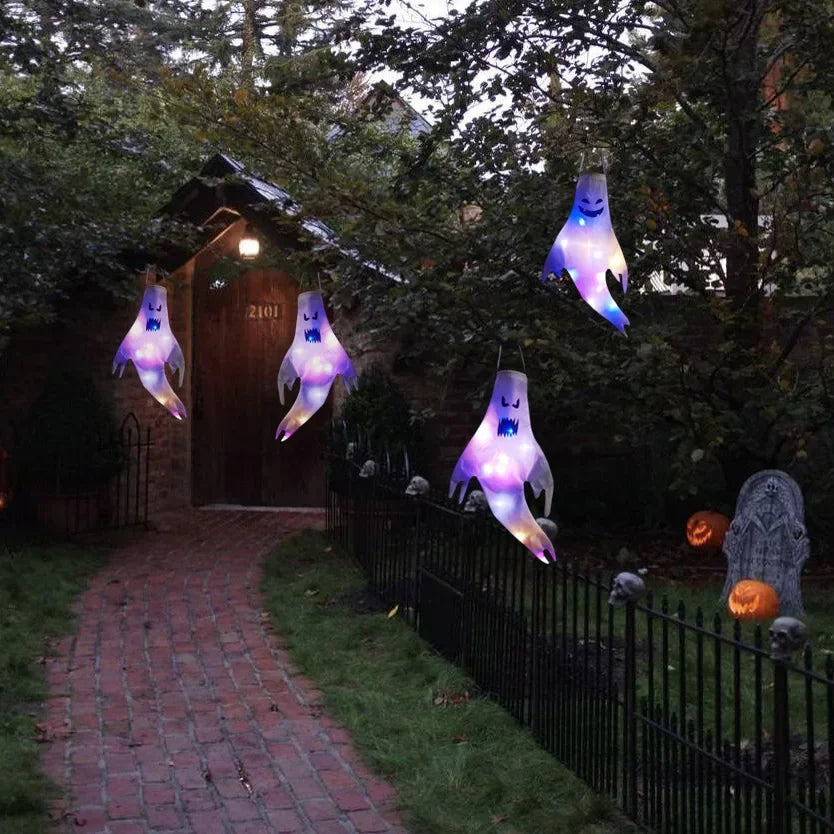 Hanging Ghost Halloween LED Luminous Ghost Children's Gift Scary Party Props Home Outdoor Courtyard Bar Hanging Decorations 4
