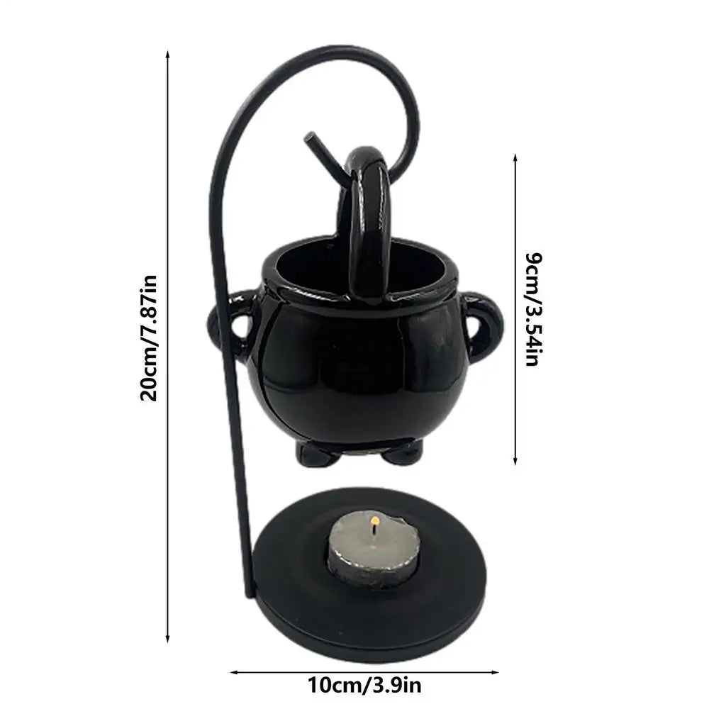 Hanging Witch Cauldron Oil Burner Witch Caldron Pot Candle Holder Smudging Incense Burning Essential Oil Diffuser for Home Decor 6