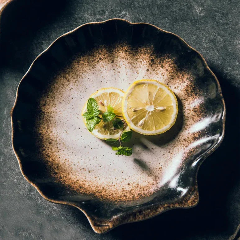 Royallure Rustic Seashell Plates - Elegant Ceramic Dinnerware