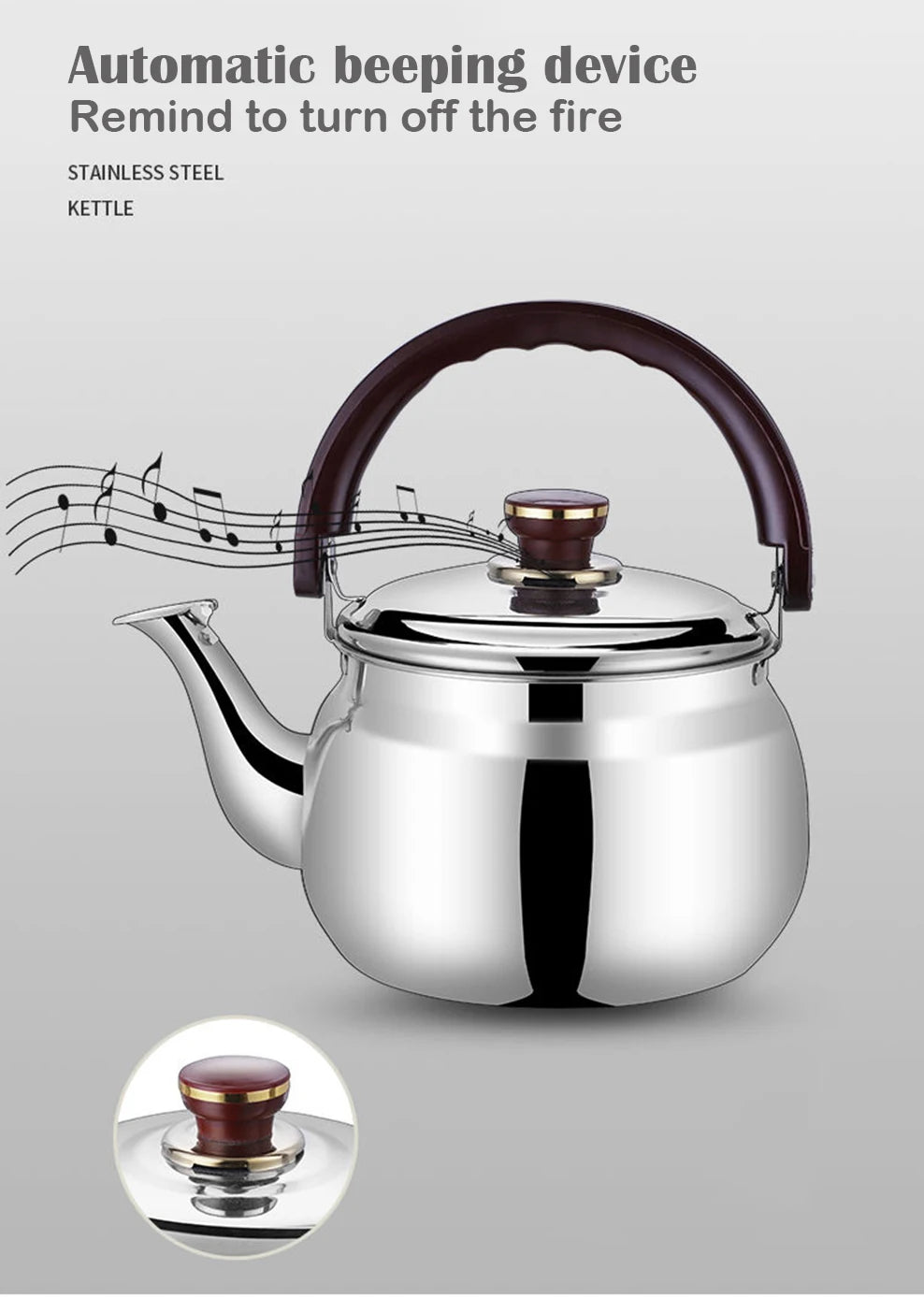 Royallure Thick-Wall Stainless Steel Whistling Kettle, 0.6–2.7 L, Induction-Ready & Durable