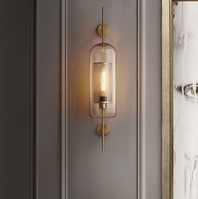 Rayvia Adriel - Modern Honeycomb Brass & Glass Wall Sconce