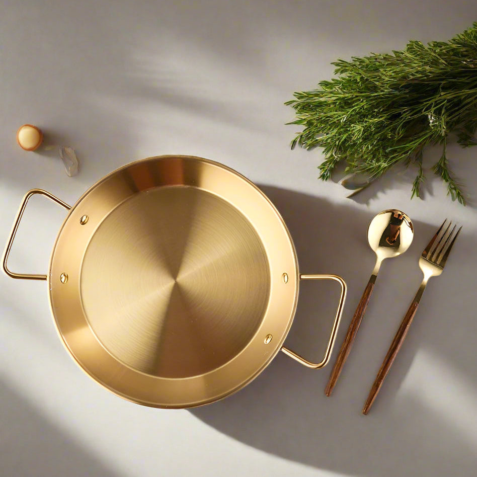 Royallure Stainless Steel Cooking Pot & Frying Pan with Double Handle Kitchen Tray