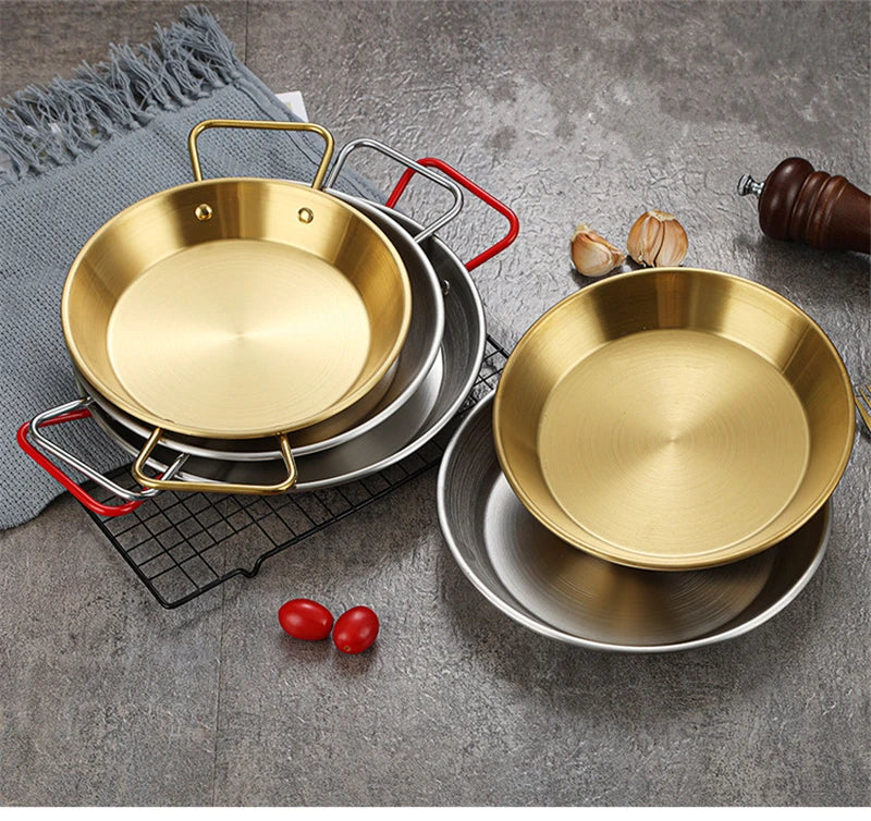 Royallure Stainless Steel Cooking Pot & Frying Pan with Double Handle Kitchen Tray