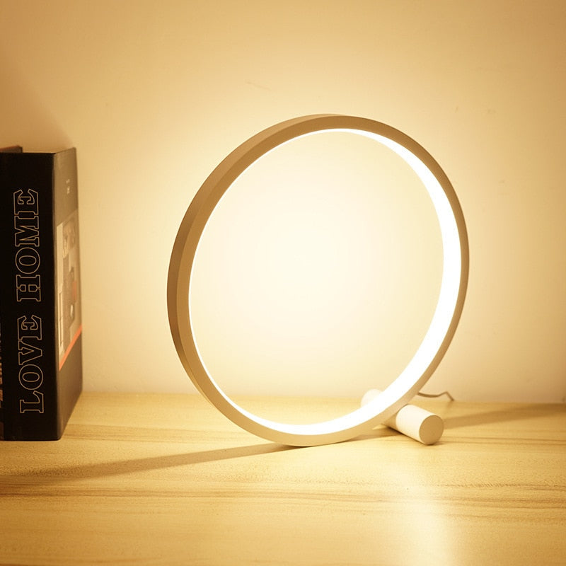 Royaleva Halo Nightstand Lamp - Unique Halo Ring Design - White / Warm
