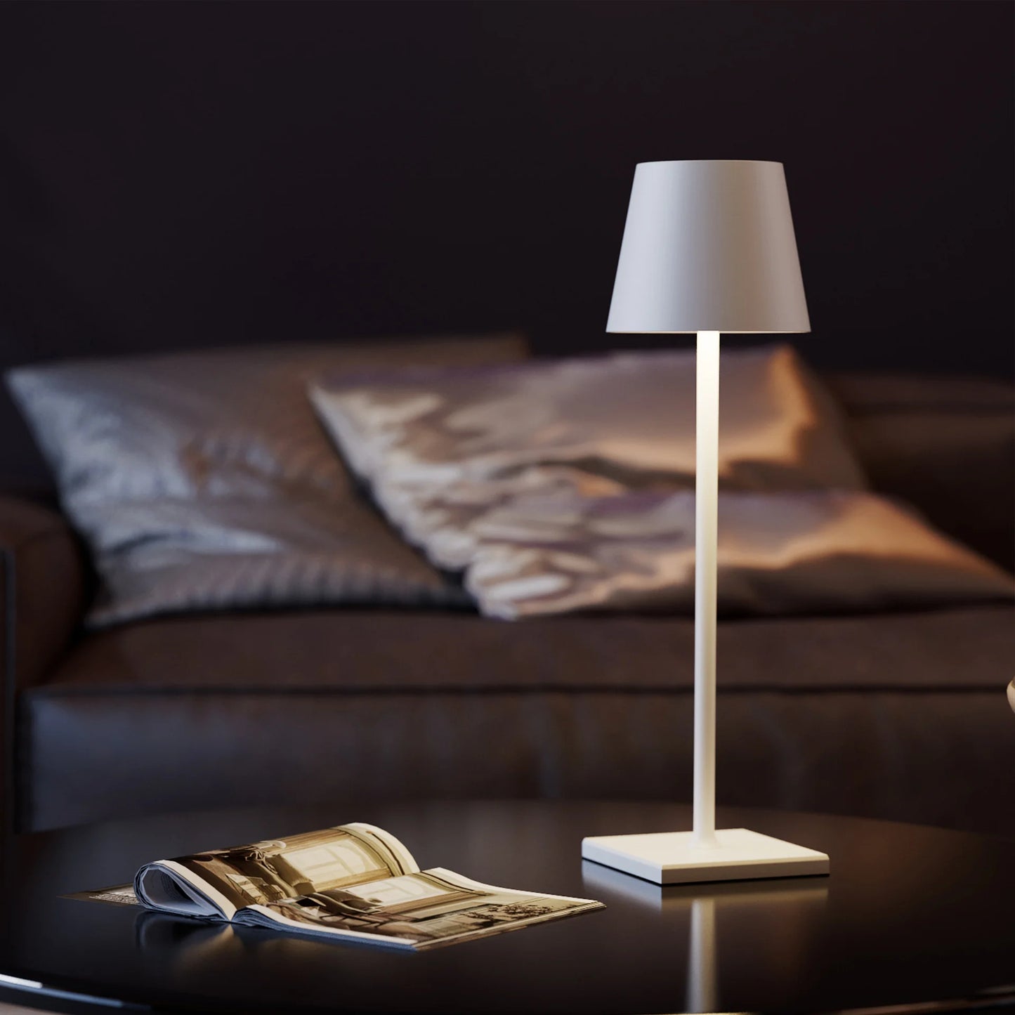 Cordless Lamp - USB Rechargeable Waterproof Table Lamp with Touch Switch - White