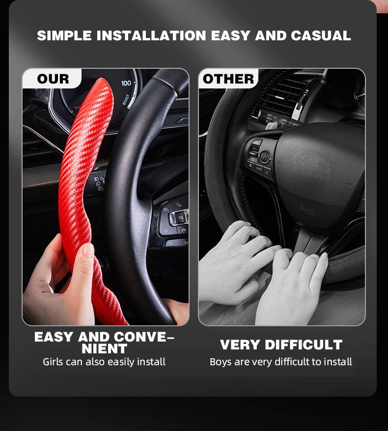 Luxora Universal Steering Wheel Cover with Carbon Fiber Design