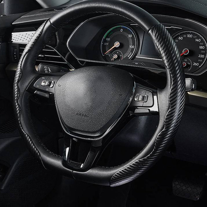 Luxora Universal Steering Wheel Cover with Carbon Fiber Design