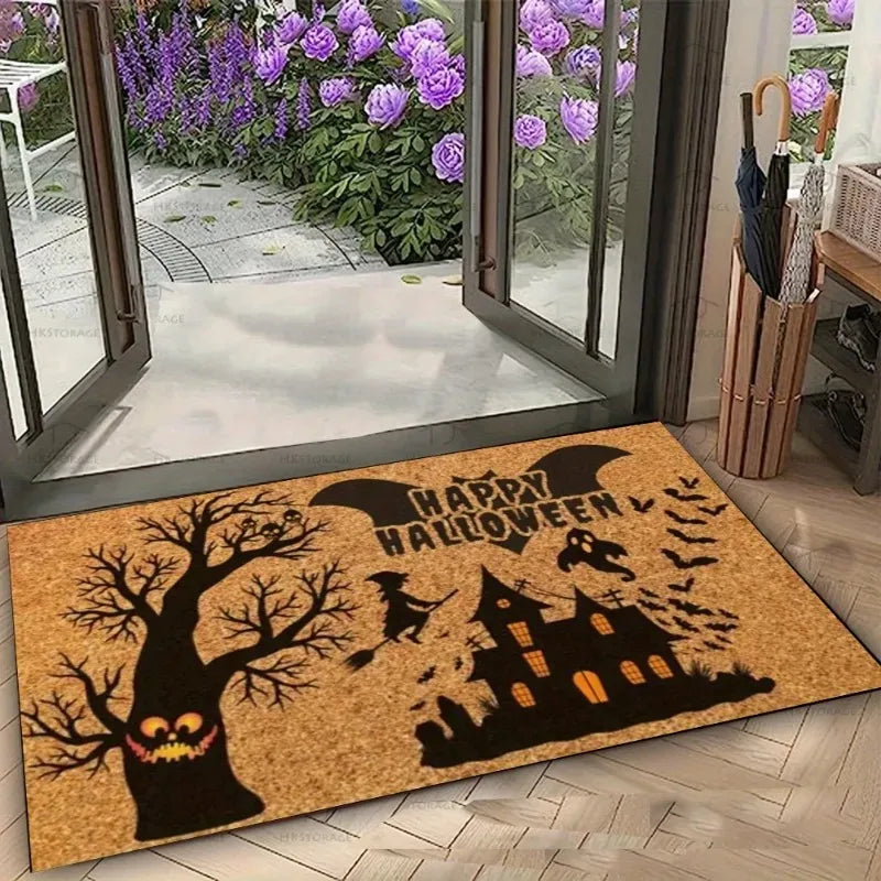 Jack-o'-lantern Halloween Doormat Door Mat Welcome Mat Funny Door There's Horrors This House Living Room Bedroom Home Decoration 1