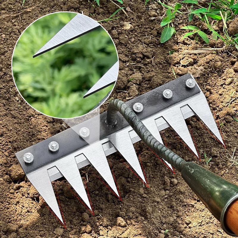 "Versatile carbon steel rake head with interchangeable sizes (5-8 teeth) for precise lawn and garden maintenance. Rust-resistant, ergonomic design with secure mounting for seamless soil cultivation and debris removal.