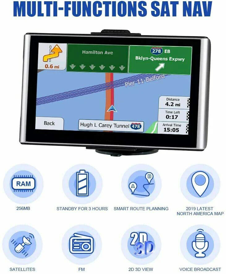 LuxRoyale Premium 7-Inch Gps Navigation System For Cars And Trucks