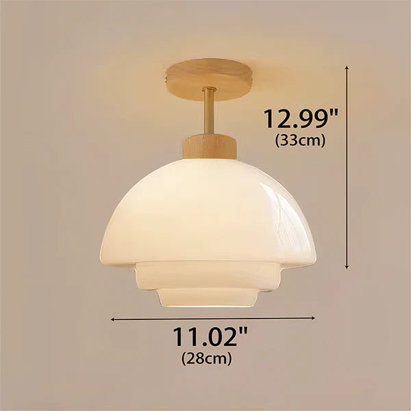 Rayvia Nordic Cream Glass Ceiling Light With Eye-Care Illumination