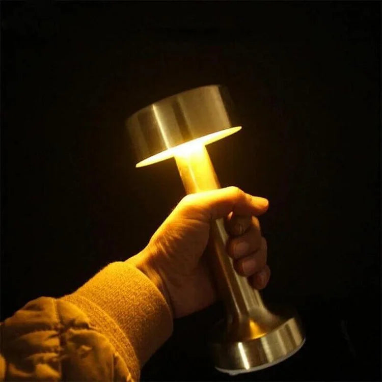 MetalLux Cordless LED Table Lamp – Dimmable with Touch Control, Rechargeable - Gold