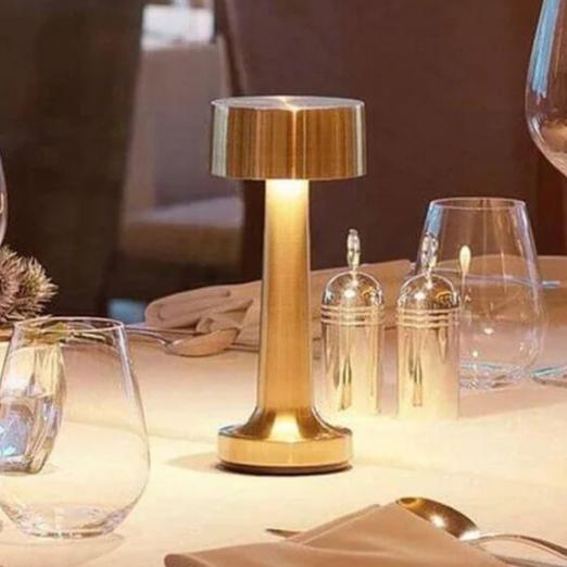 MetalLux Cordless LED Table Lamp – Dimmable with Touch Control, Rechargeable - Gold