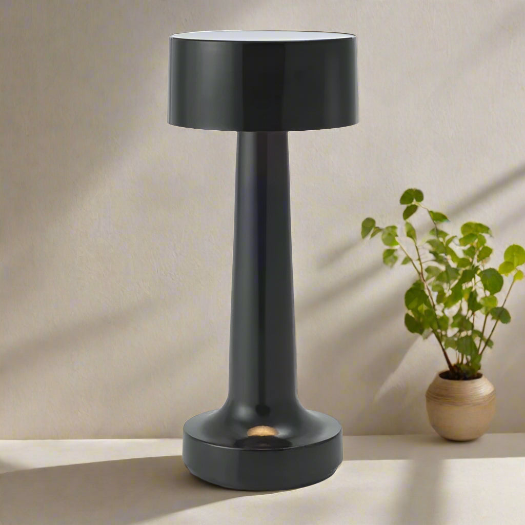 MetalLux Cordless LED Table Lamp – Dimmable with Touch Control, Rechargeable - Black