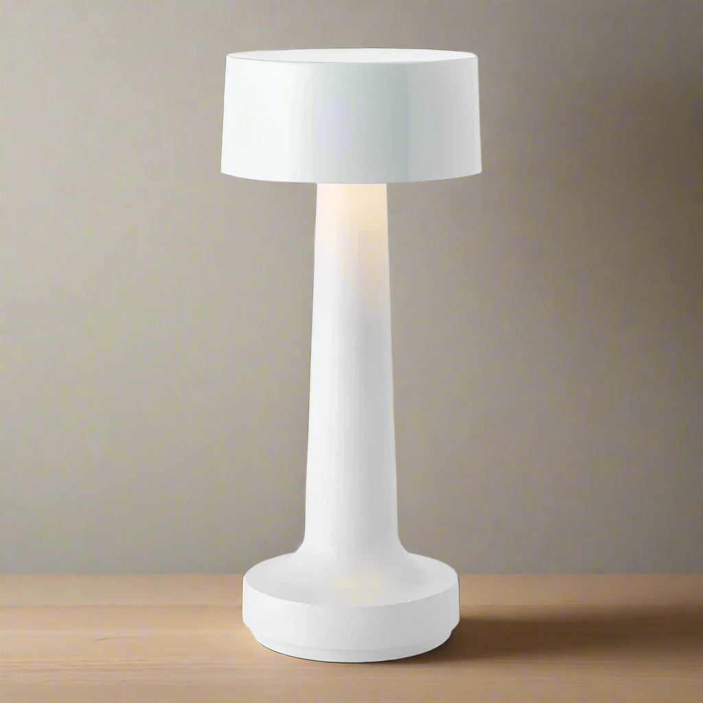 MetalLux Cordless LED Table Lamp – Dimmable with Touch Control, Rechargeable - White