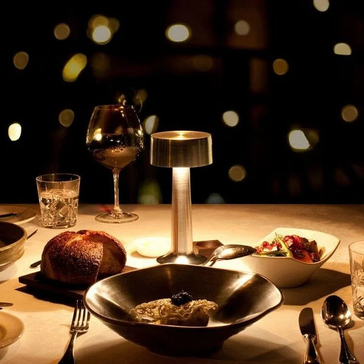 MetalLux Cordless LED Table Lamp – Dimmable with Touch Control, Rechargeable - Gold