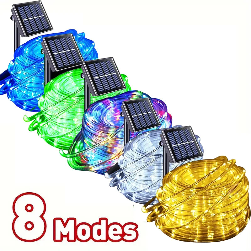 LED Solar Rope Lights Outdoor 50/100/200LEDs 8 Modes waterproof String lights for Garden Christmas Halloween Weddings Decor 0