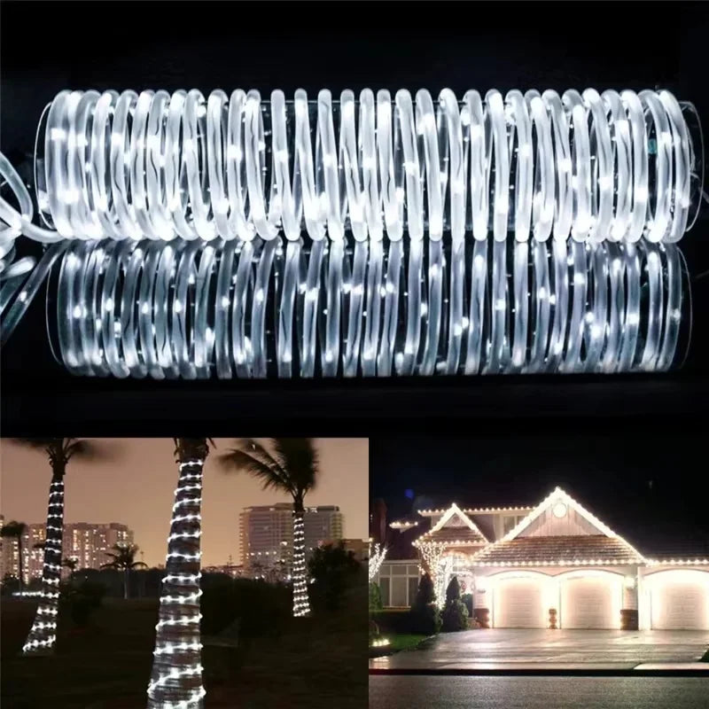 LED Solar Rope Lights Outdoor 50/100/200LEDs 8 Modes waterproof String lights for Garden Christmas Halloween Weddings Decor 5