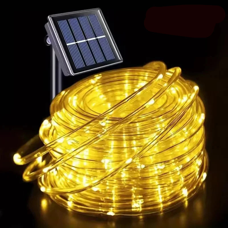 LED Solar String Lights Garden Waterproof Tube Rope Lamp Christmas Garland Fairy Lights For Outdoor Holiday Decoration Lighting 10