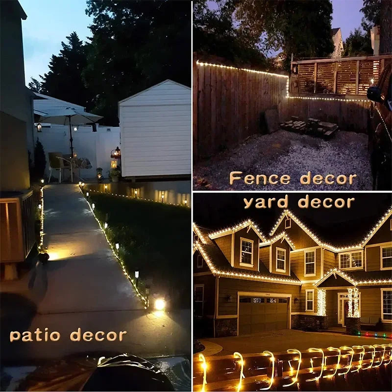 LED Solar String Lights Garden Waterproof Tube Rope Lamp Christmas Garland Fairy Lights For Outdoor Holiday Decoration Lighting 2
