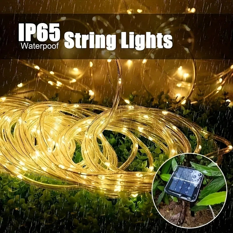 LED Solar String Lights Garden Waterproof Tube Rope Lamp Christmas Garland Fairy Lights For Outdoor Holiday Decoration Lighting 3