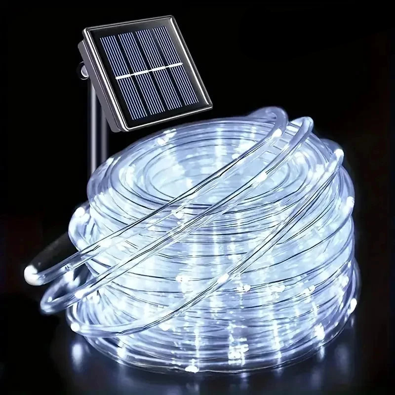 LED Solar String Lights Garden Waterproof Tube Rope Lamp Christmas Garland Fairy Lights For Outdoor Holiday Decoration Lighting 8