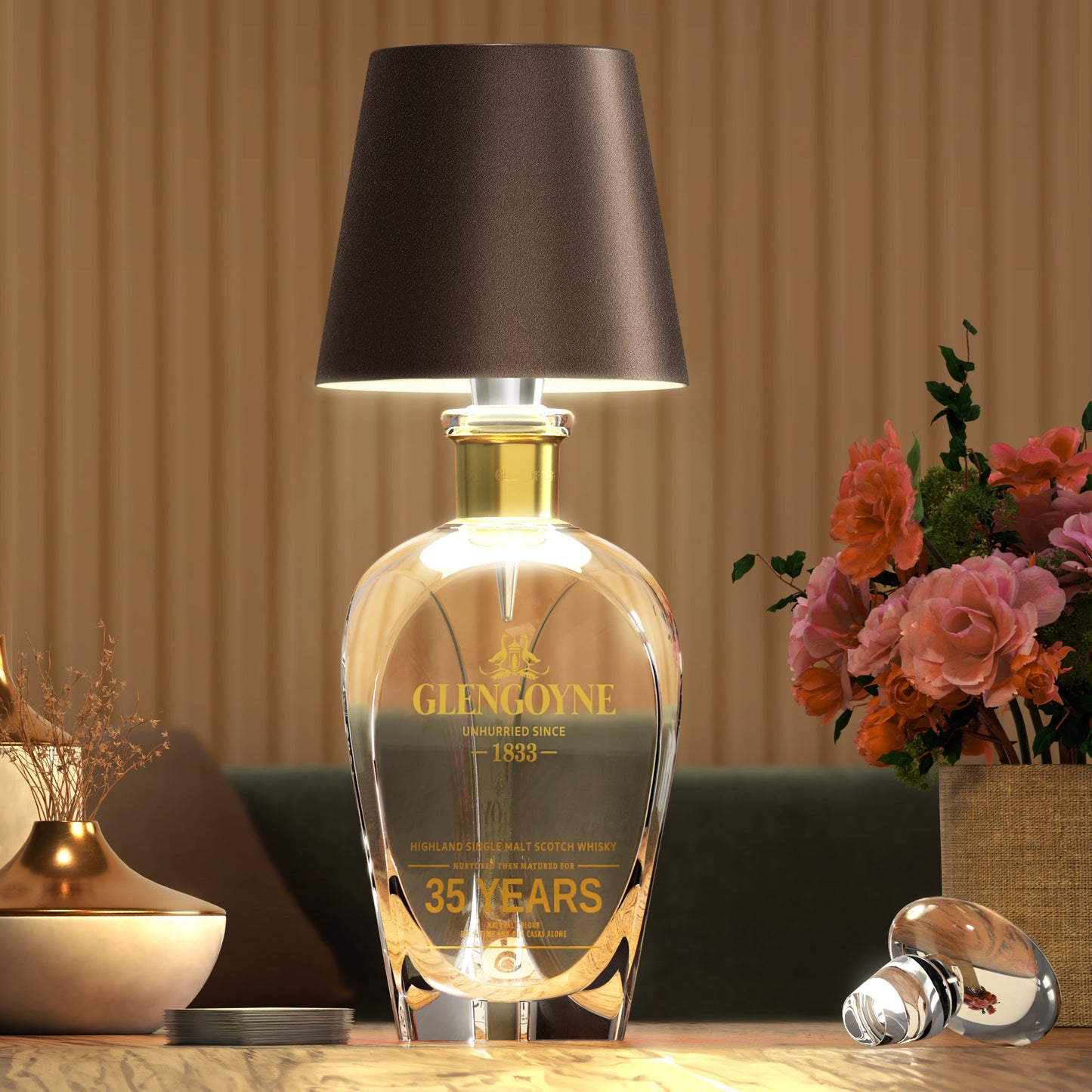 Wireless Bottle Lamp - Fits Any Bottle - Brown