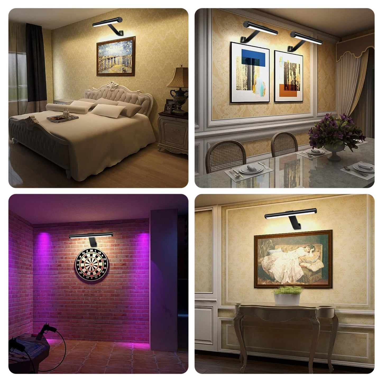 Wireless LED Rechargeable Picture Light with Remote Control - Perfect for Art and Photos - Black