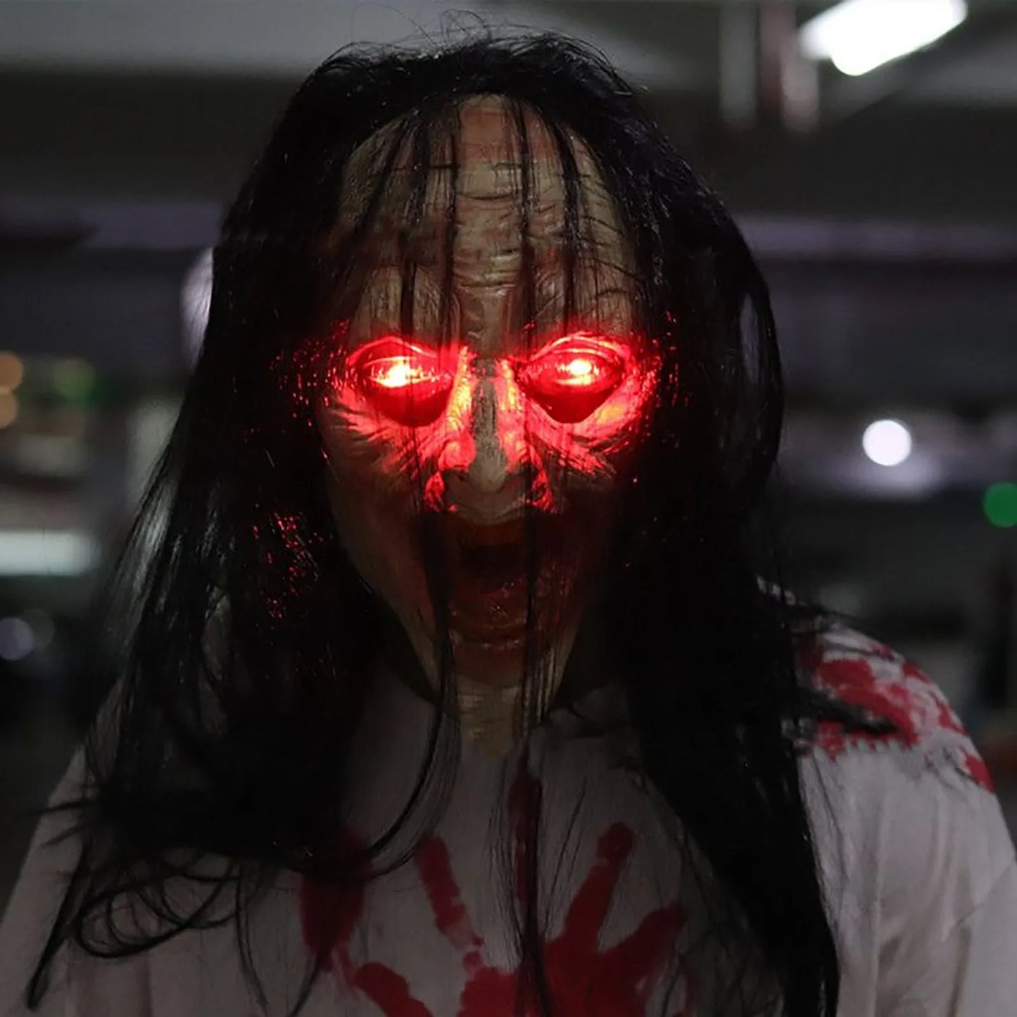 Long Hair Ghost Glowing Eye Mask Cosplay Horror Halloween Carnival Party Simulation Horror Latex Mask Comfortable And Breathable 10
