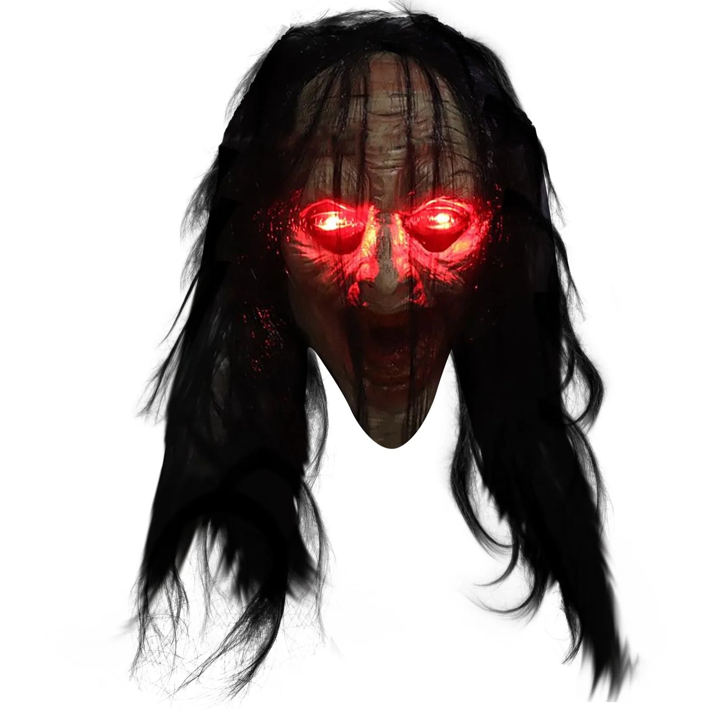 Long Hair Ghost Glowing Eye Mask Cosplay Horror Halloween Carnival Party Simulation Horror Latex Mask Comfortable And Breathable 2