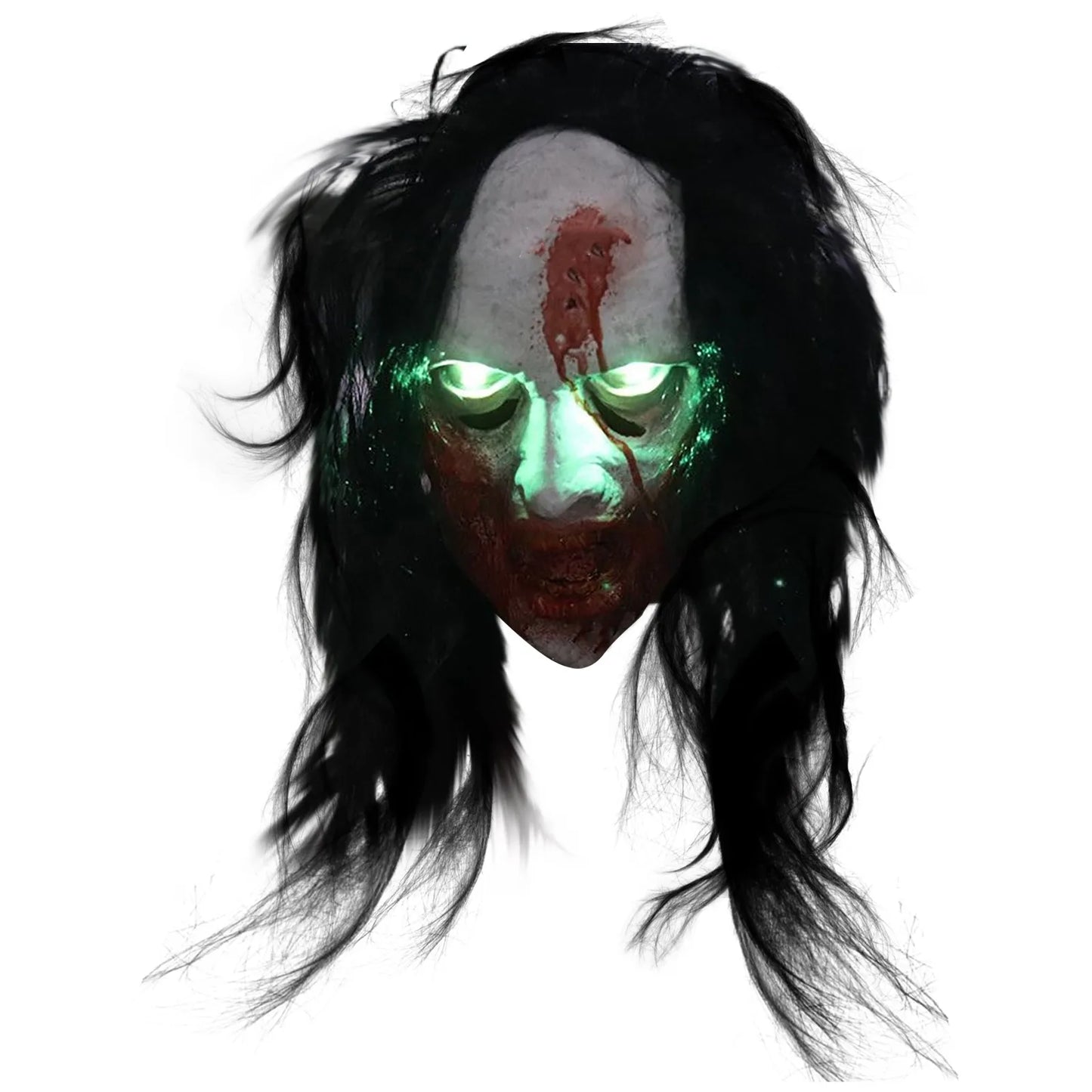 Long Hair Ghost Glowing Eye Mask Cosplay Horror Halloween Carnival Party Simulation Horror Latex Mask Comfortable And Breathable 3
