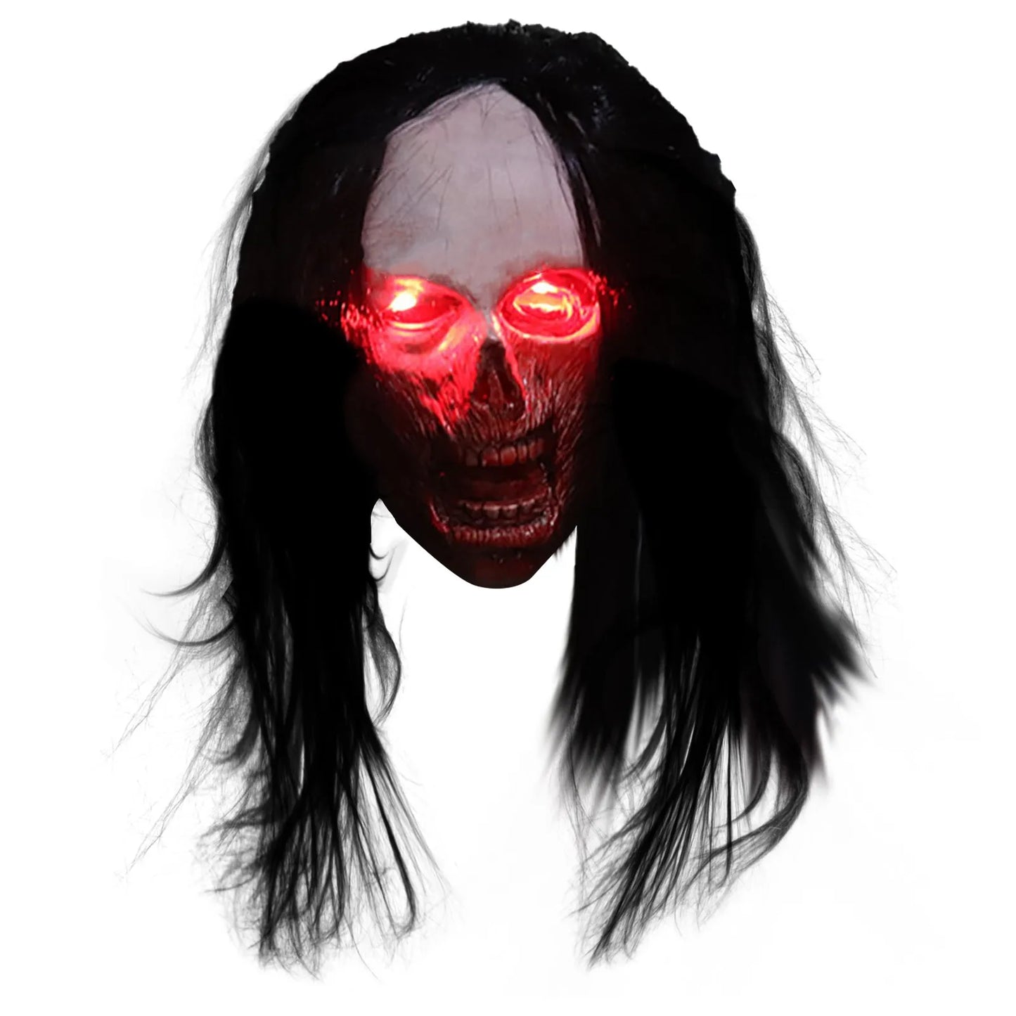 Long Hair Ghost Glowing Eye Mask Cosplay Horror Halloween Carnival Party Simulation Horror Latex Mask Comfortable And Breathable 4