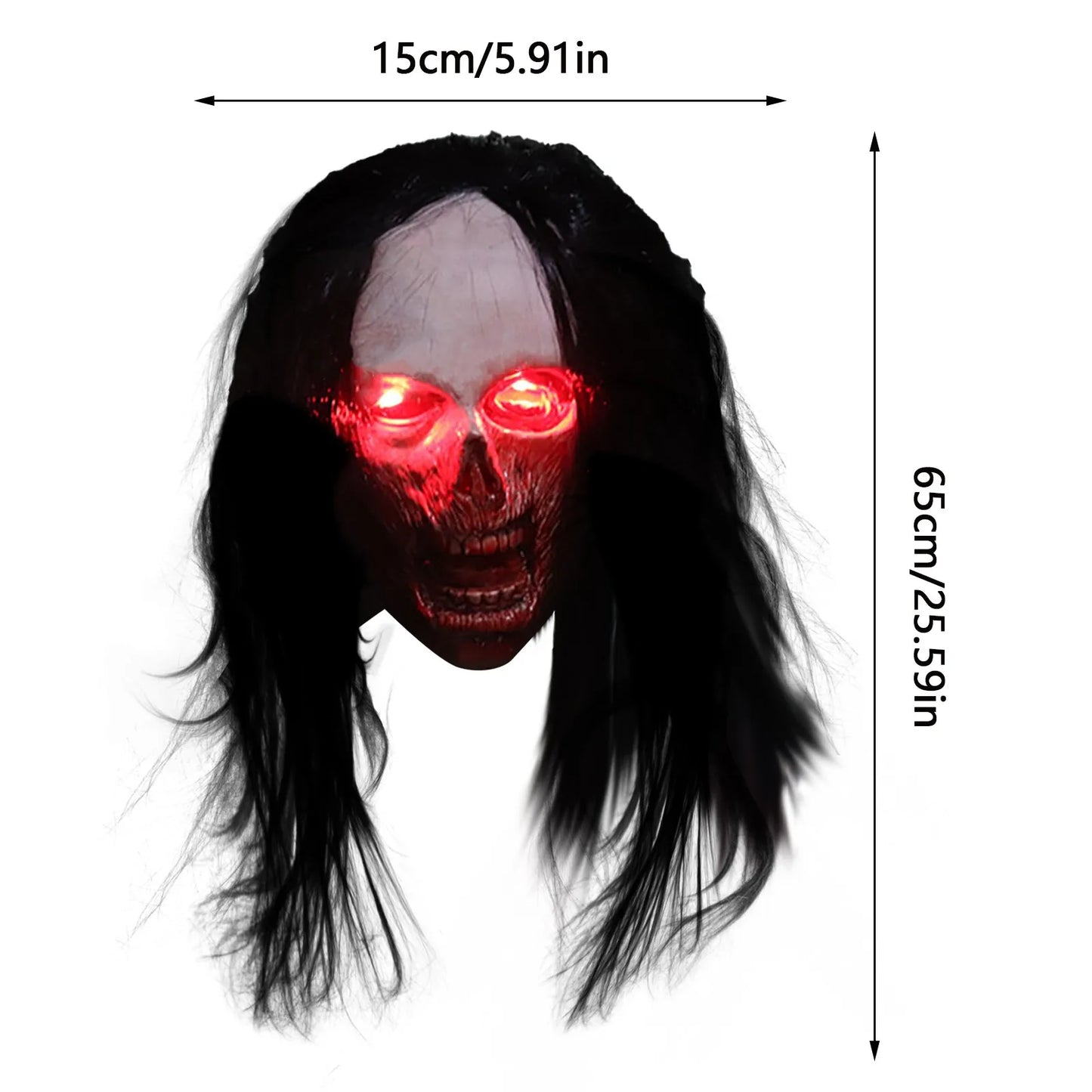 Long Hair Ghost Glowing Eye Mask Cosplay Horror Halloween Carnival Party Simulation Horror Latex Mask Comfortable And Breathable 5