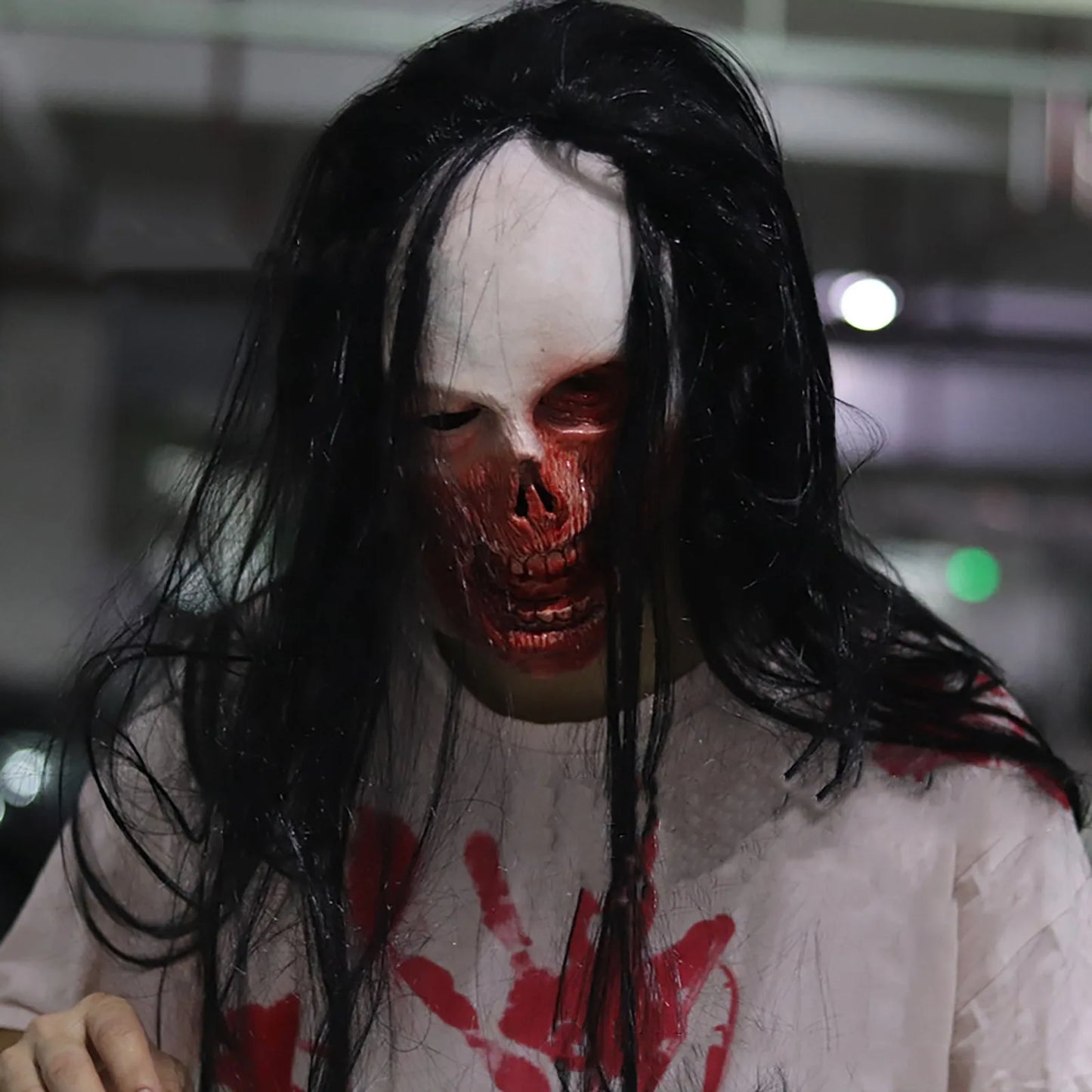 Long Hair Ghost Glowing Eye Mask Cosplay Horror Halloween Carnival Party Simulation Horror Latex Mask Comfortable And Breathable 8