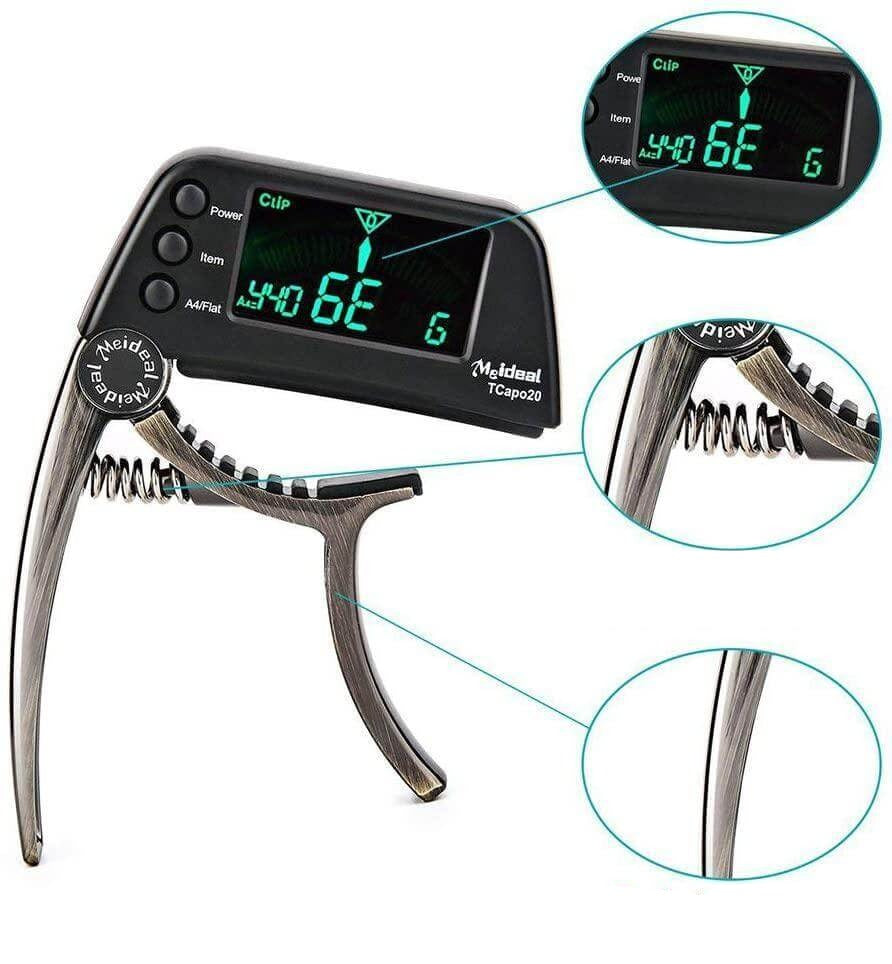 Luxora 2-in-1 Guitar Tuner with LCD Display and Capo for All String Instruments 8